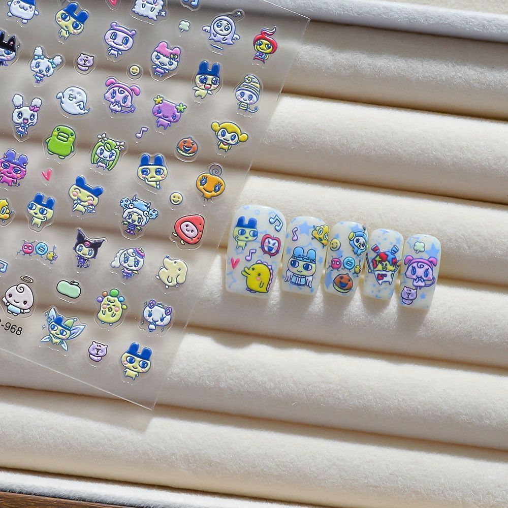 Tamagotchi Cartoon 3D Embossed - đánh giá và giá 3D Printing Nails