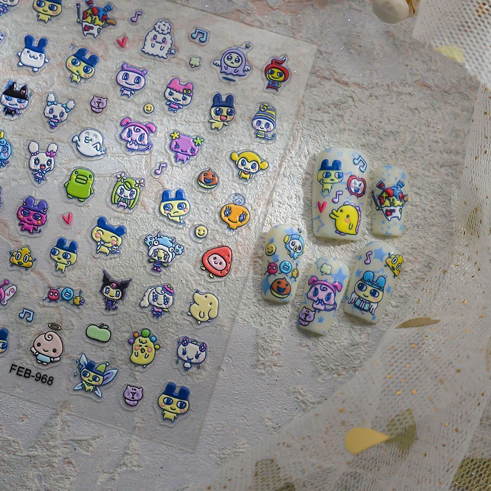 Tamagotchi Cartoon 3D Embossed - đánh giá và giá 3D Printing Nails