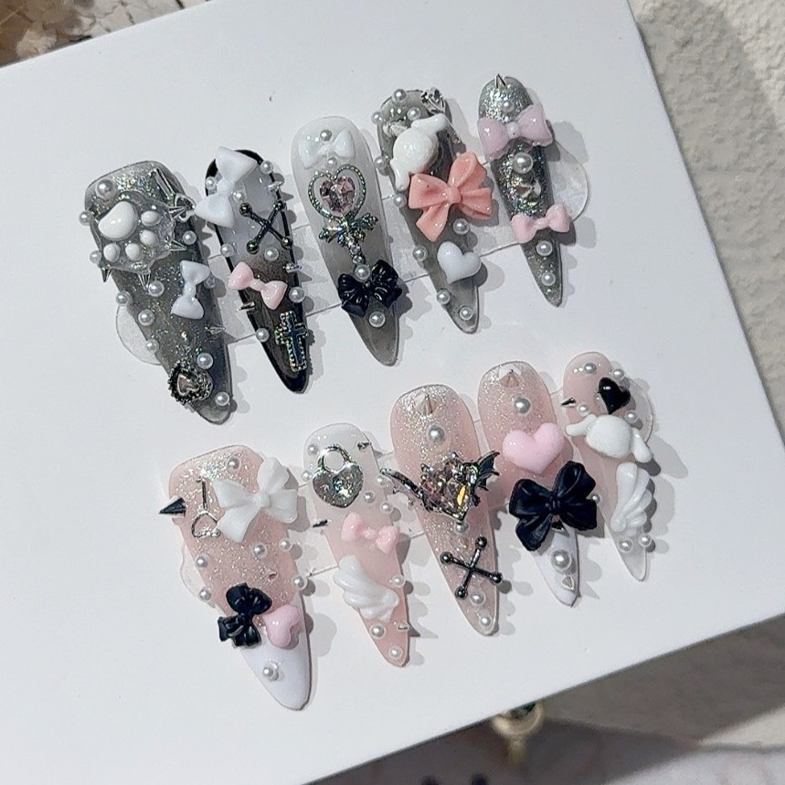 Jirai Y2K Spice Girl Black Pin - đánh giá và giá 3D Printing Nails